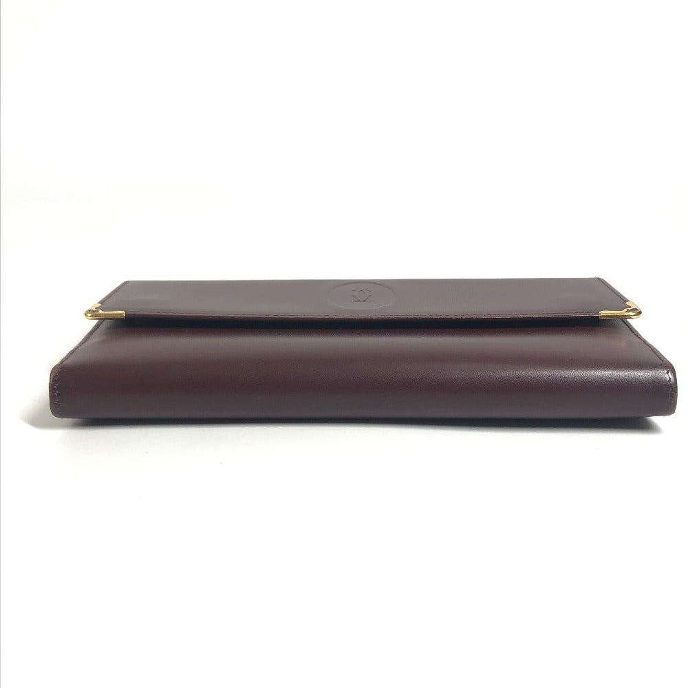 CARTIER Must de Line Logo Kisslock Wallet Flap Long Wallet Long Wallet Leather wine-red Used