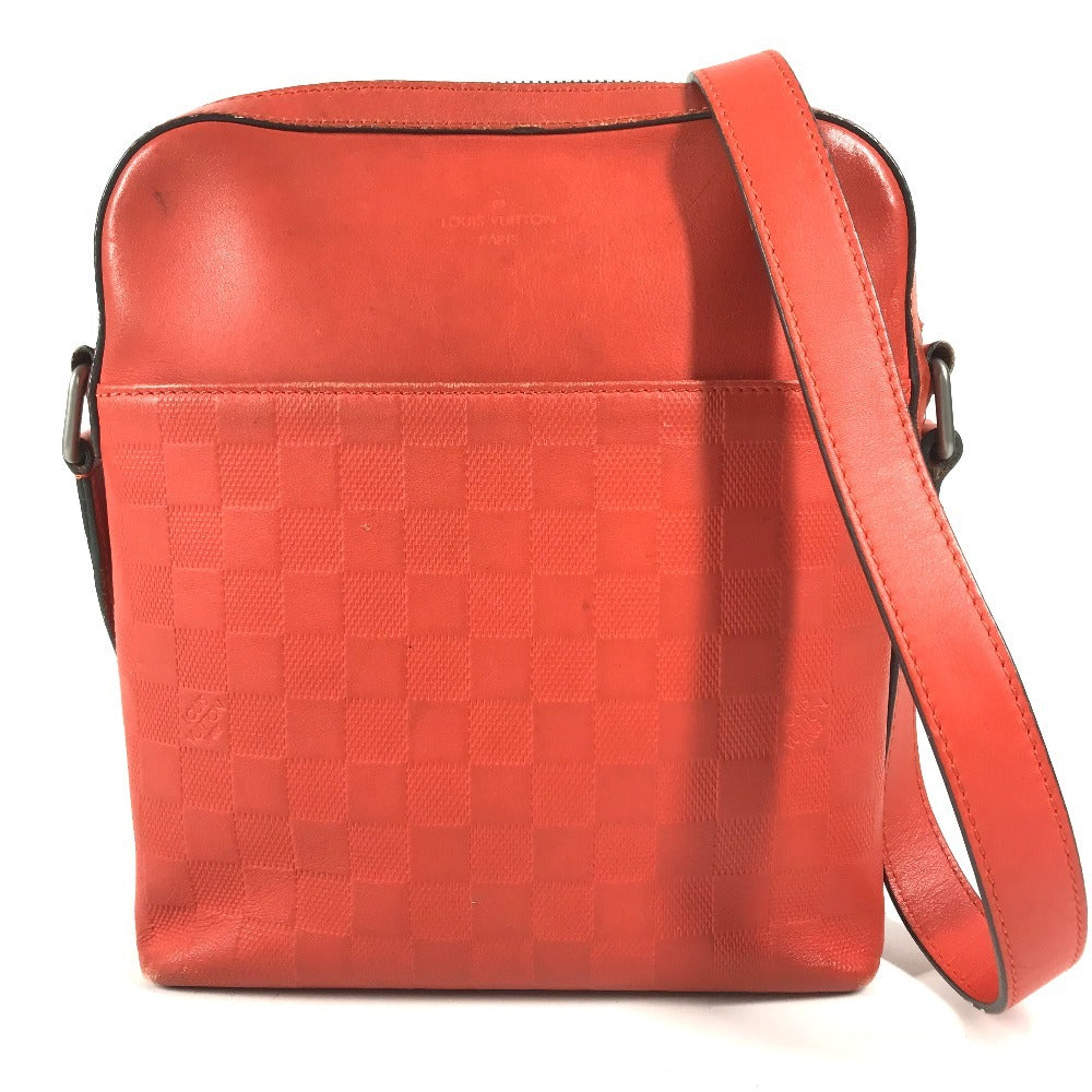 LOUIS VUITTON N23356 Damier Infini Pochette District Bag Crossbody Pochette Shoulder Bag Damier InfiniLeather magma Red Used