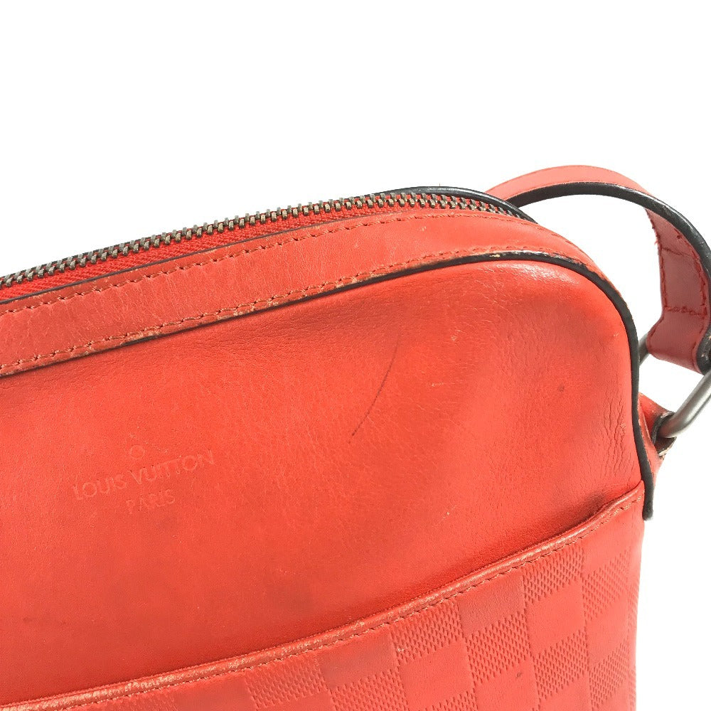 LOUIS VUITTON N23356 Damier Infini Pochette District Bag Crossbody Pochette Shoulder Bag Damier InfiniLeather magma Red Used