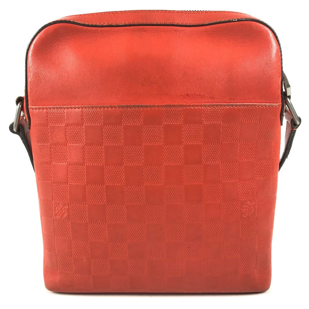 LOUIS VUITTON N23356 Damier Infini Pochette District Bag Crossbody Pochette Shoulder Bag Damier InfiniLeather magma Red Used
