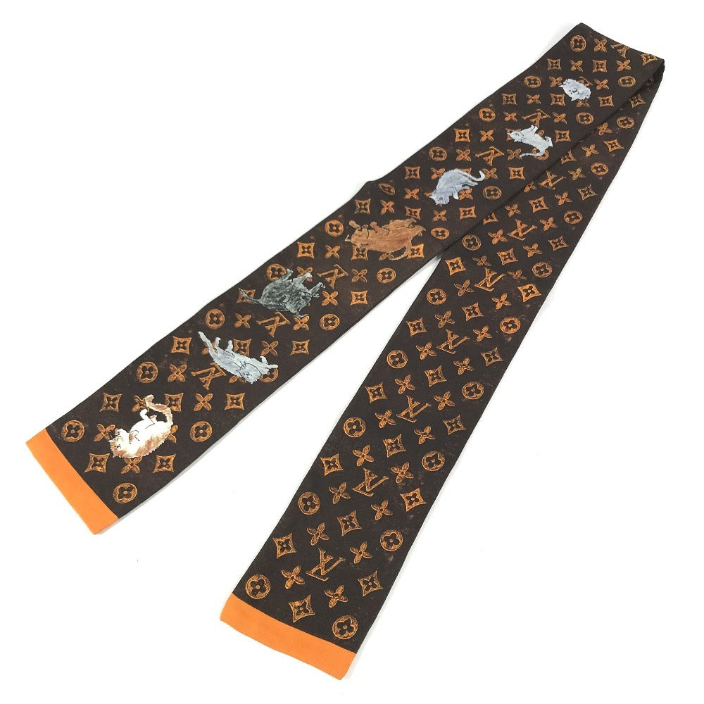 LOUIS VUITTON MP2268 Bandeau Catgram Cat BandeauScarf Scarf silk Brown Used