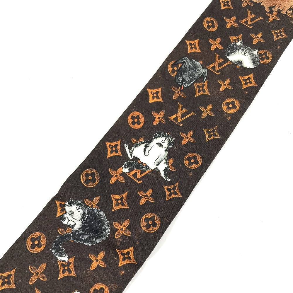 LOUIS VUITTON MP2268 Bandeau Catgram Cat BandeauScarf Scarf silk Brown Used