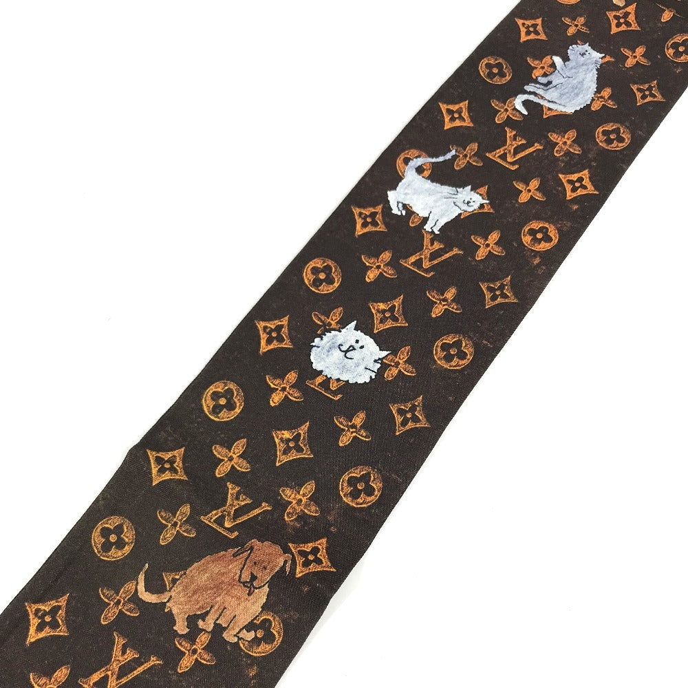 LOUIS VUITTON MP2268 Bandeau Catgram Cat BandeauScarf Scarf silk Brown Used