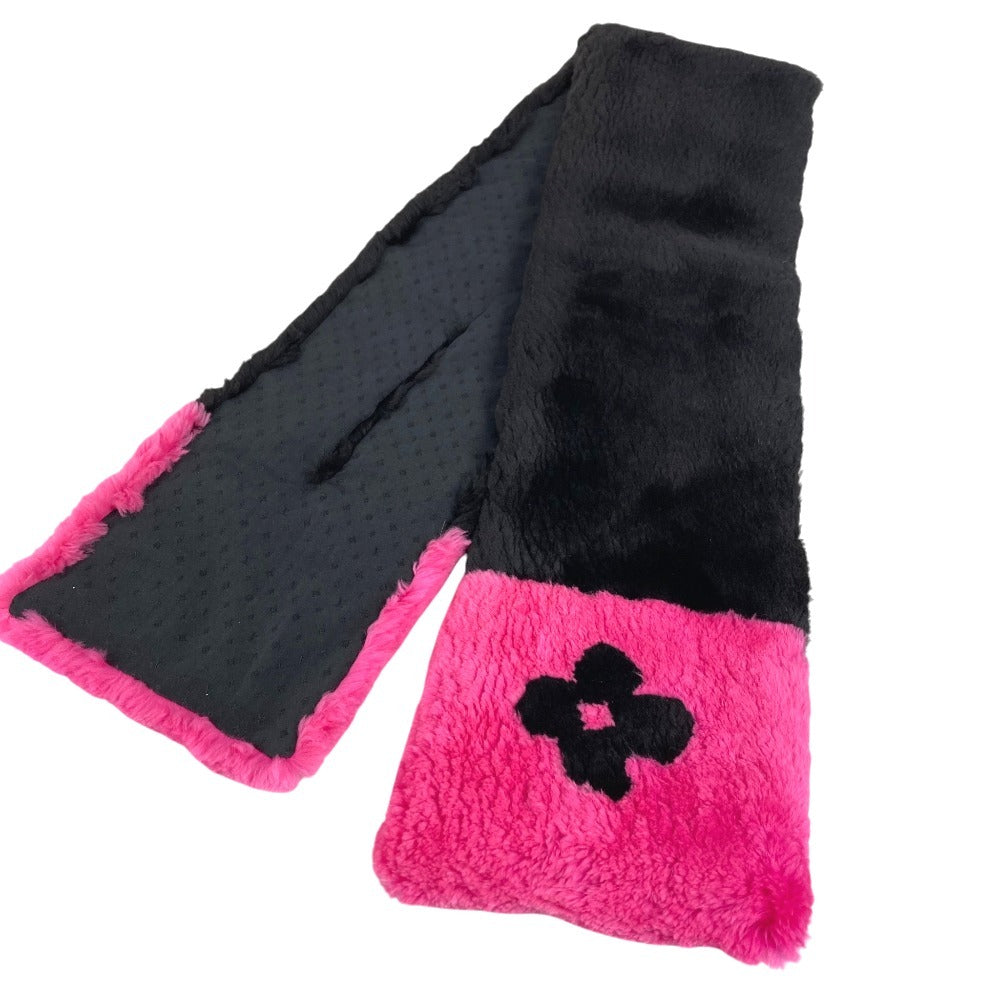 LOUIS VUITTON M70872 Monogram flower charpes LV in the city Beaver fur tippet, bicolor Scarf silk pink/Black Used
