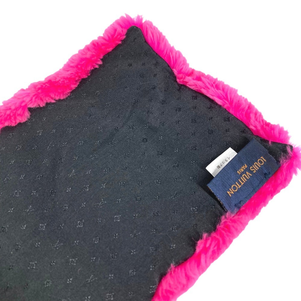 LOUIS VUITTON M70872 Monogram flower charpes LV in the city Beaver fur tippet, bicolor Scarf silk pink/Black Used