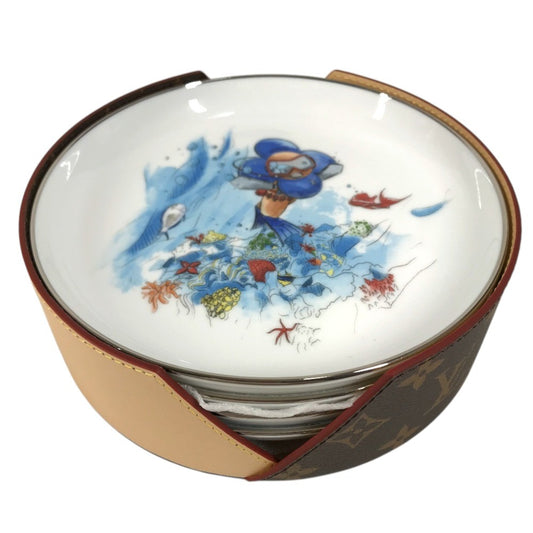 LOUIS VUITTON GI0546 plate tableware interior Hachette Set 4 Vivienne Monogram The dishes Pottery Multicolore Used