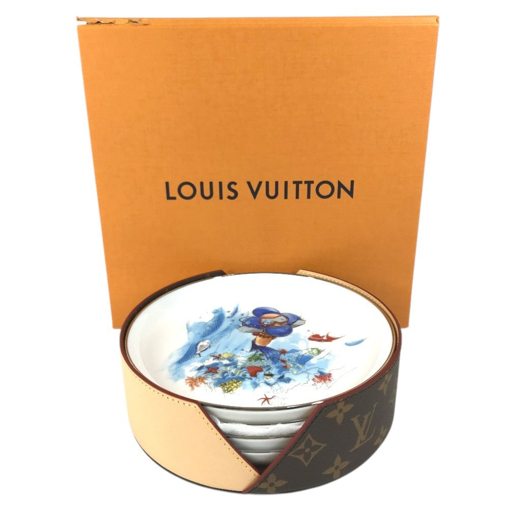 LOUIS VUITTON GI0546 plate tableware interior Hachette Set 4 Vivienne Monogram The dishes Pottery Multicolore Used