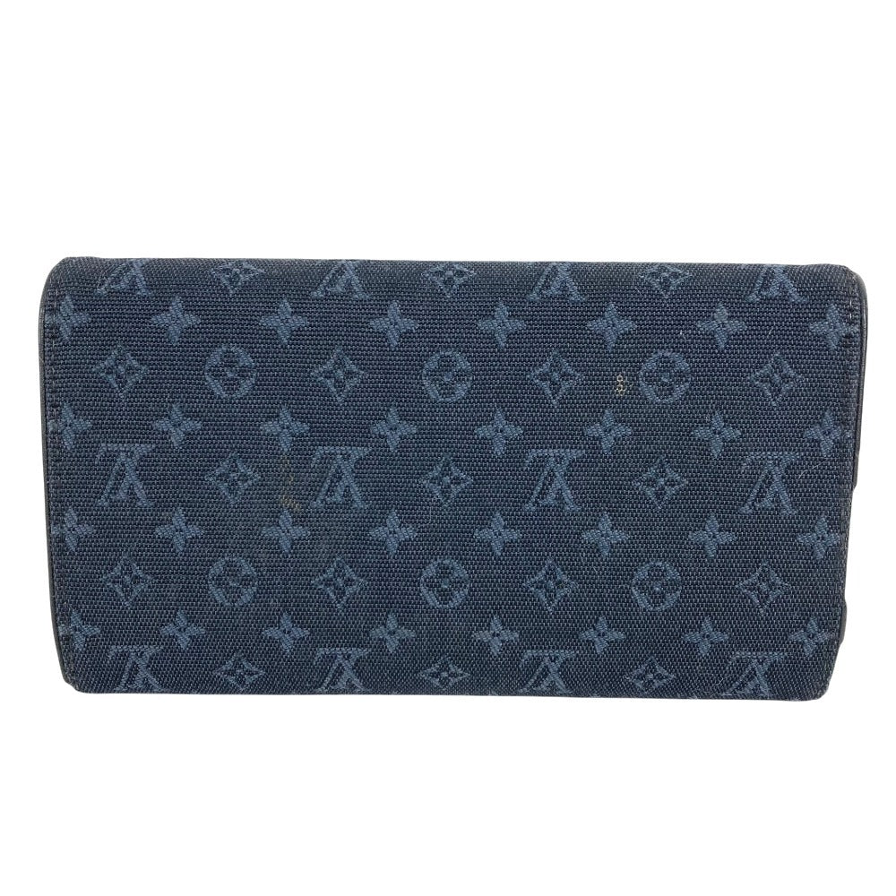LOUIS VUITTON M92442 Monogram mini Porte Tresor International Long Wallet Tri-Fold Long Wallet Monogram Mini Canvas TST blue Navy Used