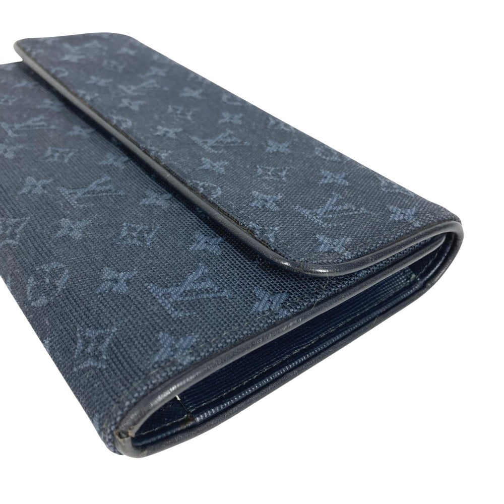 LOUIS VUITTON M92442 Monogram mini Porte Tresor International Long Wallet Tri-Fold Long Wallet Monogram Mini Canvas TST blue Navy Used