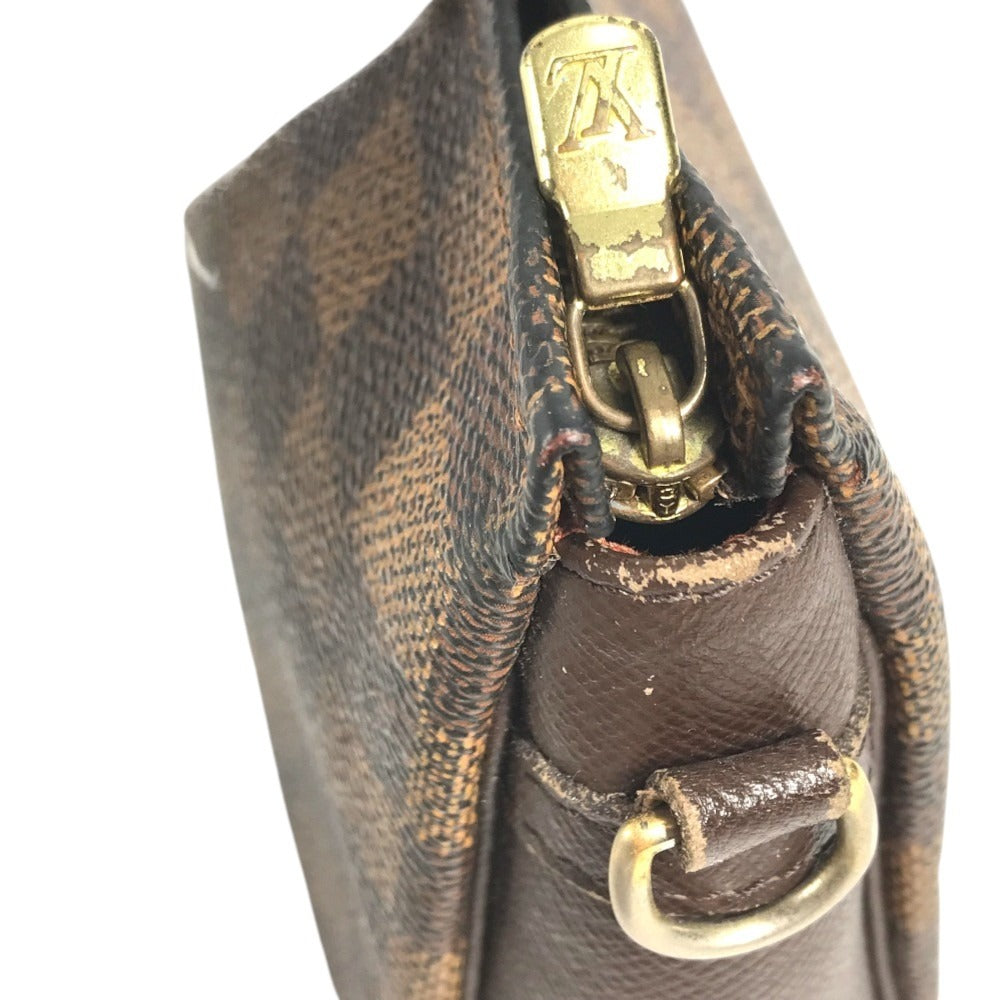 LOUIS VUITTON N51982 Damier Trousse Makeup Accessory Pouch Bag Shoulder Bag Hand Bag Shoulder Bag Damier Canvas Ebene Brown Used