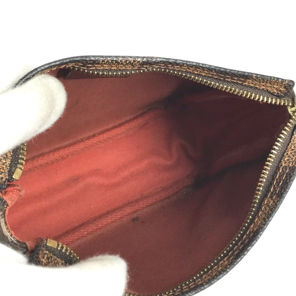 LOUIS VUITTON N51982 Damier Trousse Makeup Accessory Pouch Bag Shoulder Bag Hand Bag Shoulder Bag Damier Canvas Ebene Brown Used