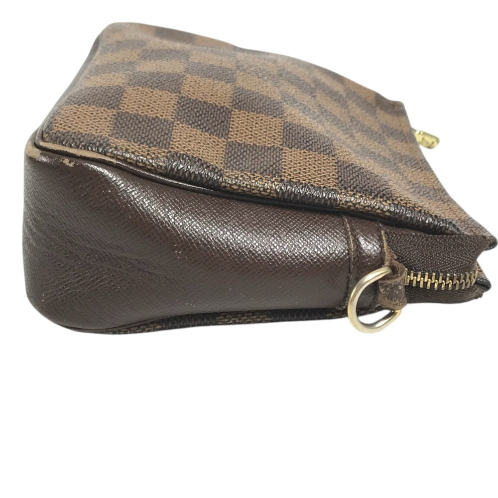 LOUIS VUITTON N51982 Damier Trousse Makeup Accessory Pouch Bag Shoulder Bag Hand Bag Shoulder Bag Damier Canvas Ebene Brown Used