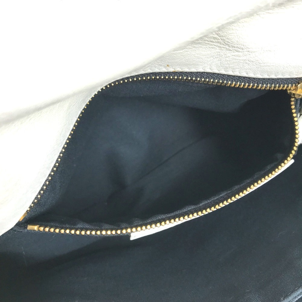 BALENCIAGA 327079 Studs Giant envelope Bag Pouch Flap Clutch bag Leather White/Gold Used
