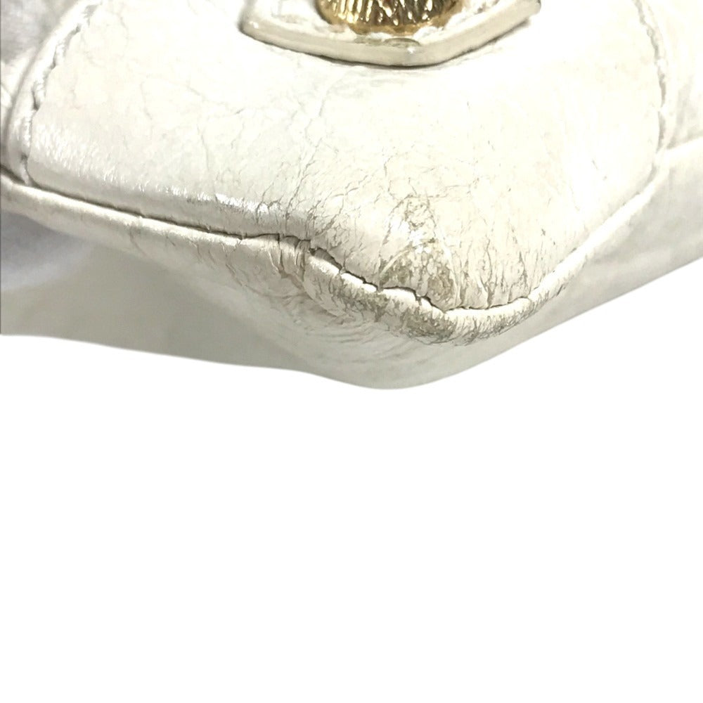 BALENCIAGA 327079 Studs Giant envelope Bag Pouch Flap Clutch bag Leather White/Gold Used