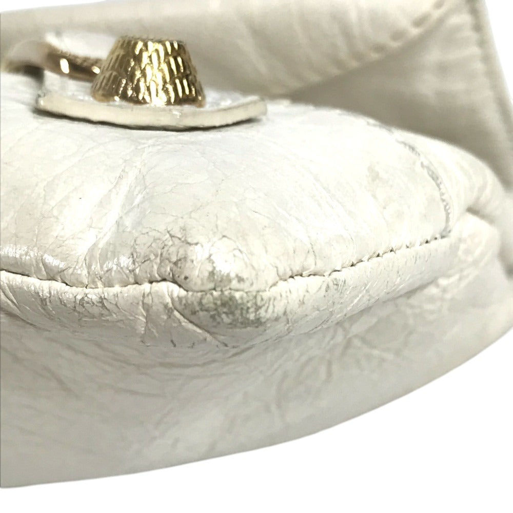 BALENCIAGA 327079 Studs Giant envelope Bag Pouch Flap Clutch bag Leather White/Gold Used