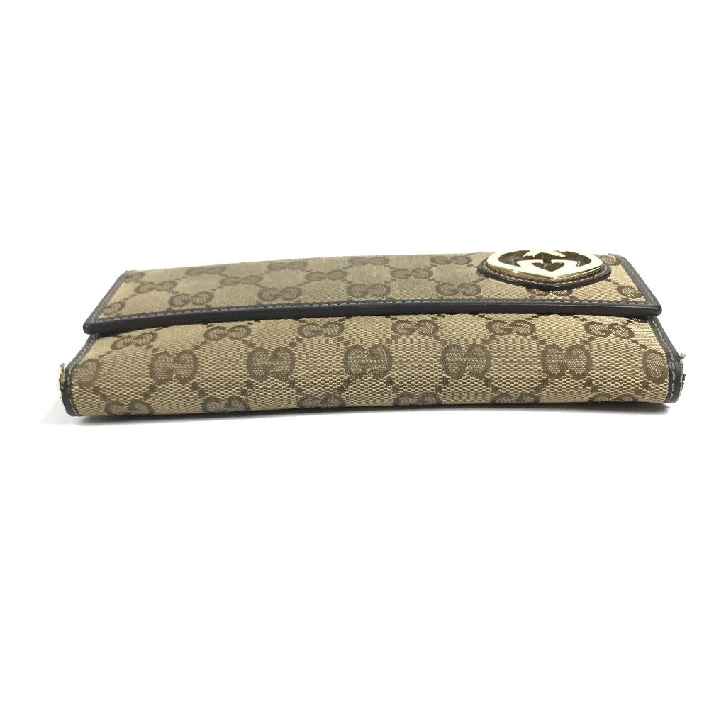GUCCI 245723 LOVELY Guccissima logo GG heart Double Snap Long Wallet Long Wallet GGCanvas/Leather Beige/Dark brown Used