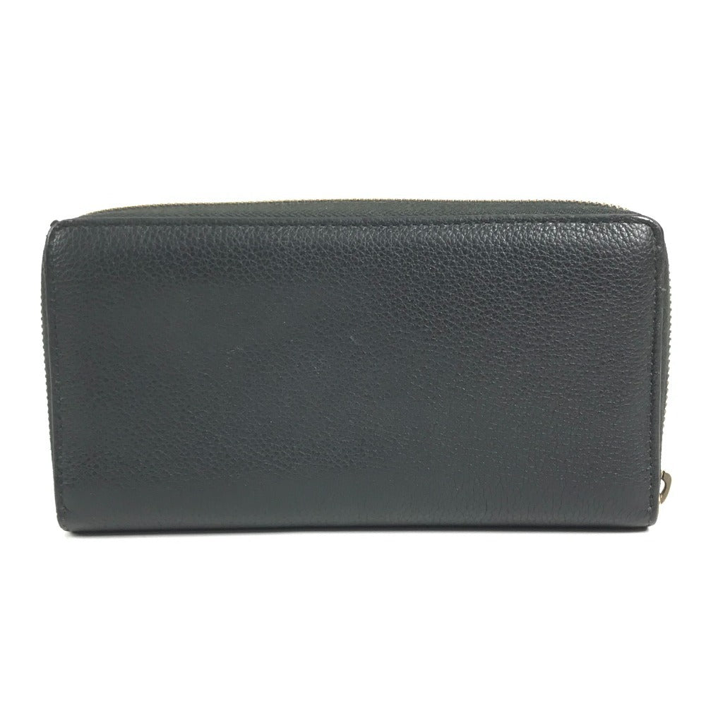 GUCCI 496317 Logo GG Zip Around Long Wallet Long Wallet Leather Black Used
