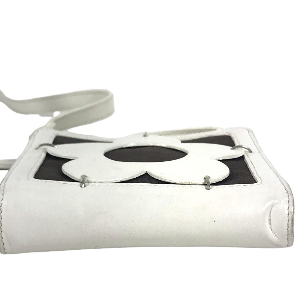 CELINE Flower logo Shoulder bag, Crossbody, Leather, Canvas, Black Shoulder Bag Leather/Canvas White Used