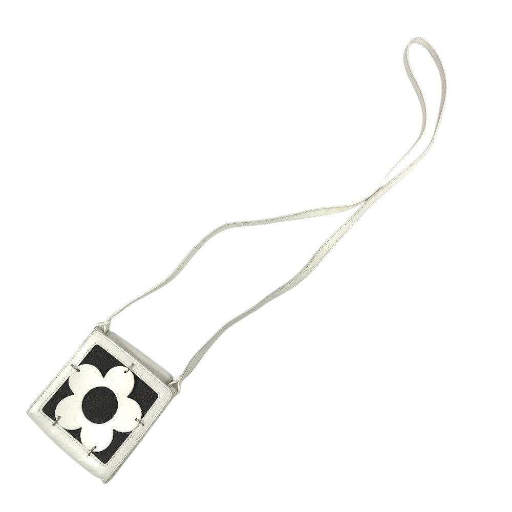 CELINE Flower logo Shoulder bag, Crossbody, Leather, Canvas, Black Shoulder Bag Leather/Canvas White Used