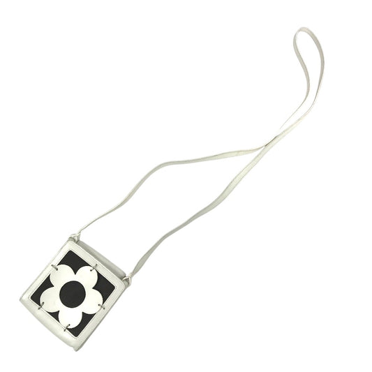 CELINE Flower logo Shoulder bag, Crossbody, Leather, Canvas, Black Shoulder Bag Leather/Canvas White Used