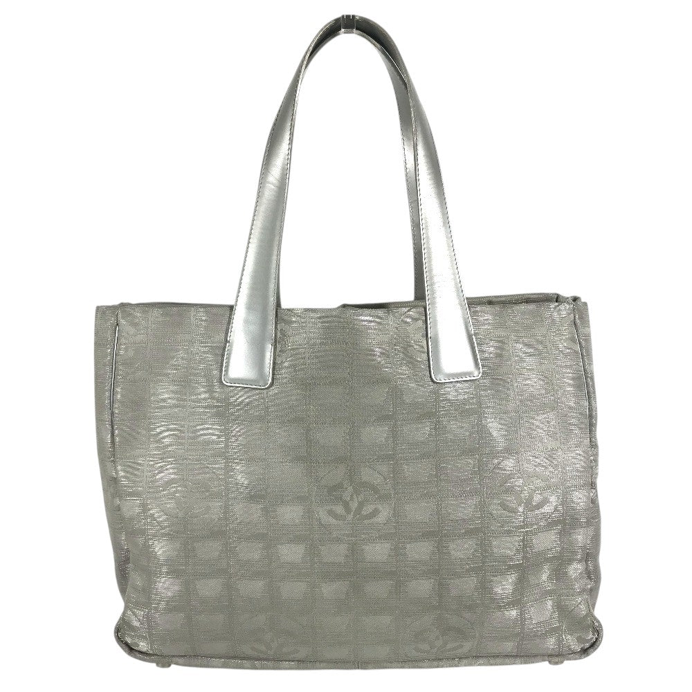 CHANEL A15991 CC CC Mark logo New Travel Line MM New Travel Line MM Shoulder bag, bag, shoulder bag Tote Bag Nylon jacquard Silver Used