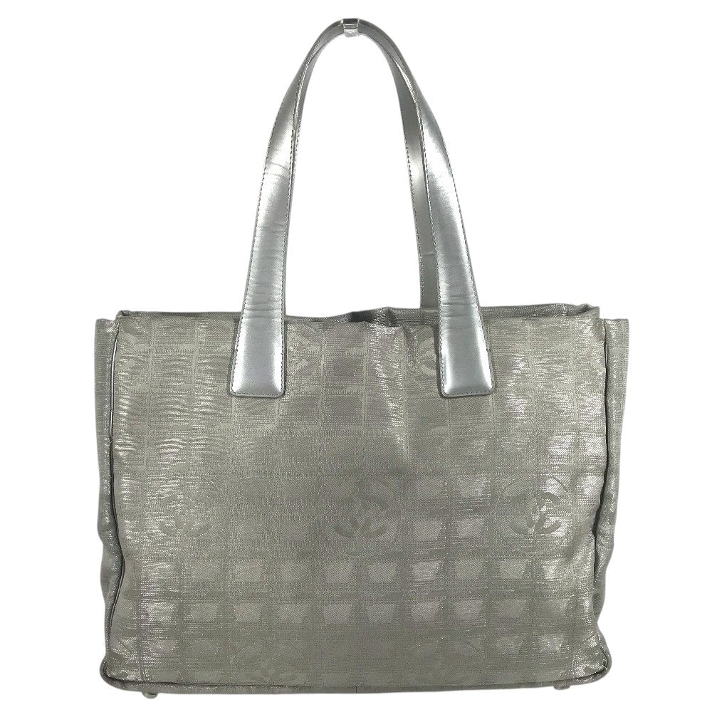 CHANEL A15991 CC CC Mark logo New Travel Line MM New Travel Line MM Shoulder bag, bag, shoulder bag Tote Bag Nylon jacquard Silver Used