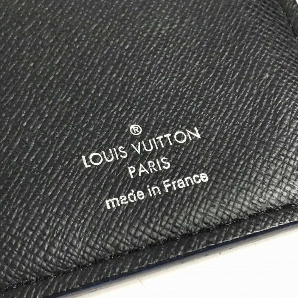 LOUIS VUITTON M30558 Taiga Portefeuilles Brazza Bicolor Long Wallet Long Wallet Taiga Leather Black/blue Used