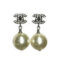 CHANEL 22V CC CC Mark Logo Faux Pearl Jewelry, accessories, rhinestones, faux pearls, earrings, metal. Pierce Metal Silver Used