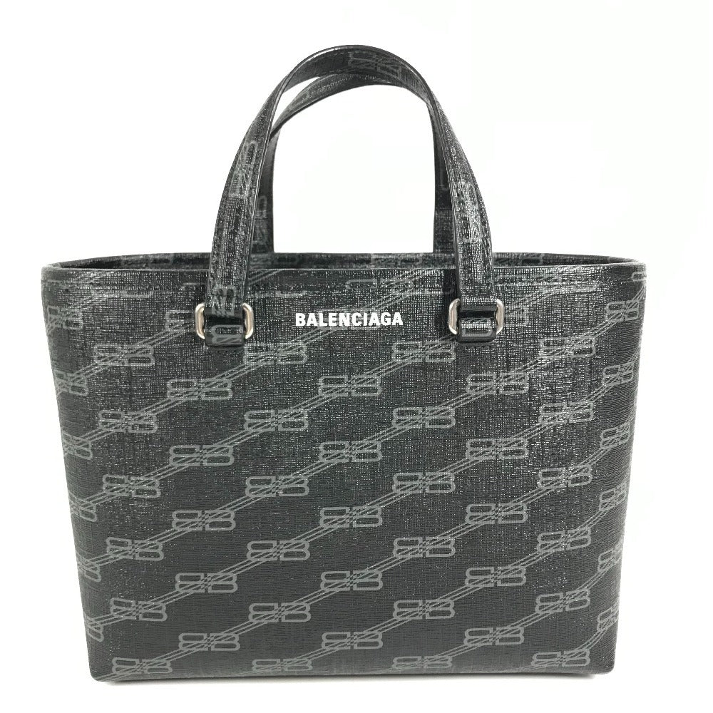 BALENCIAGA 702699 Monogram BB MONOGRAM SIGNATURE SHOPP EW S Signature Small Shopper Bag Bag Tote Bag Hand Bag Leather Black Used