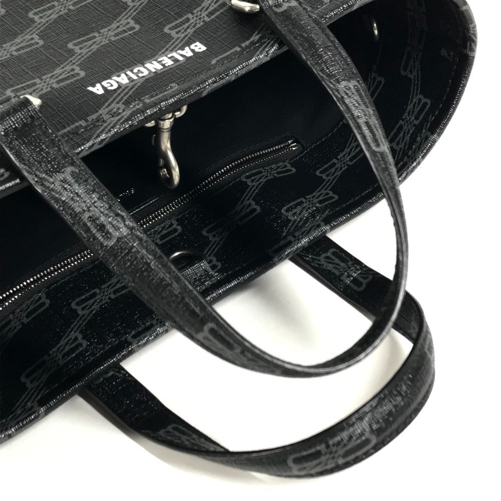 BALENCIAGA 702699 Monogram BB MONOGRAM SIGNATURE SHOPP EW S Signature Small Shopper Bag Bag Tote Bag Hand Bag Leather Black Used