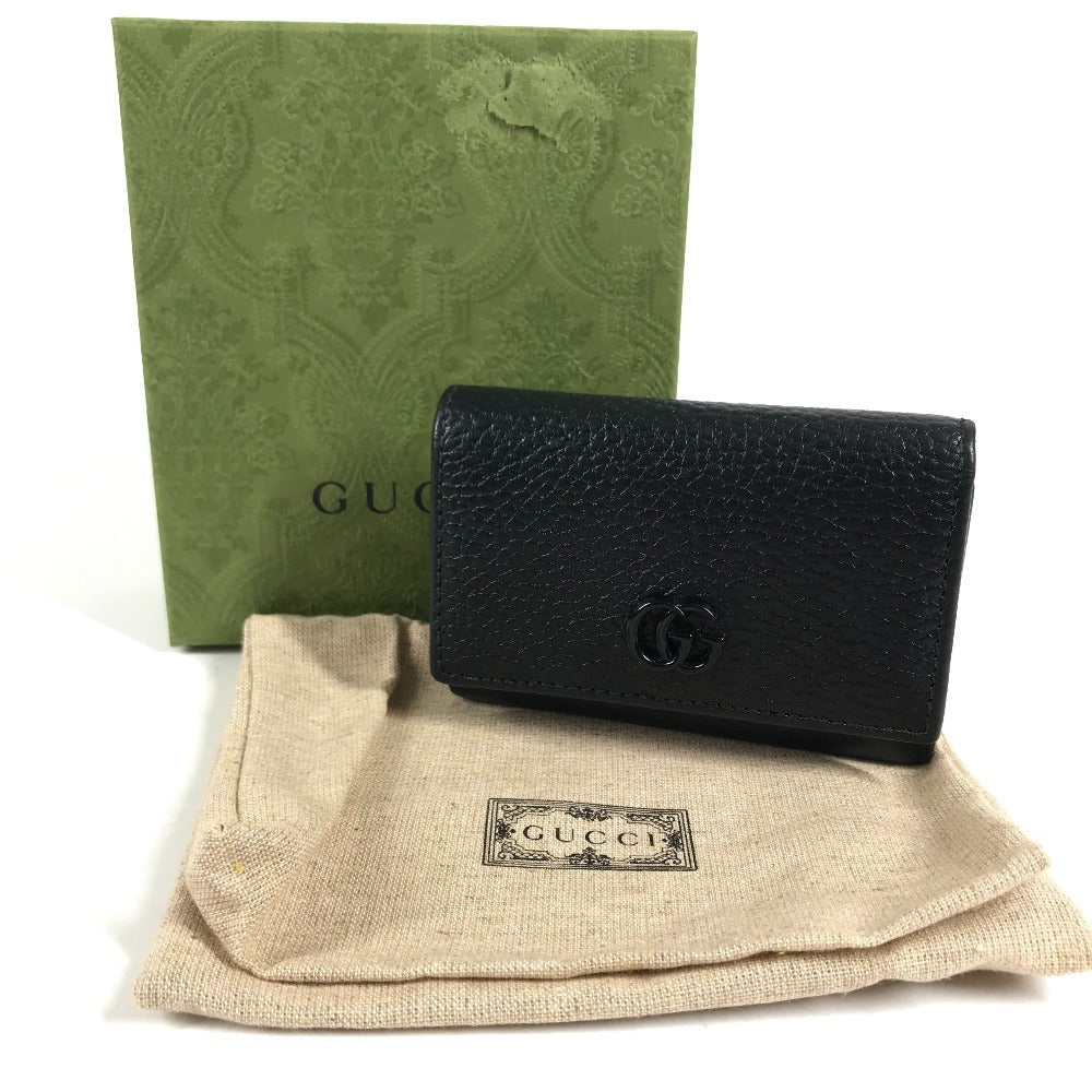 GUCCI 644407 GG Marmont logo Compact wallet Trifold wallet Leather Black Used