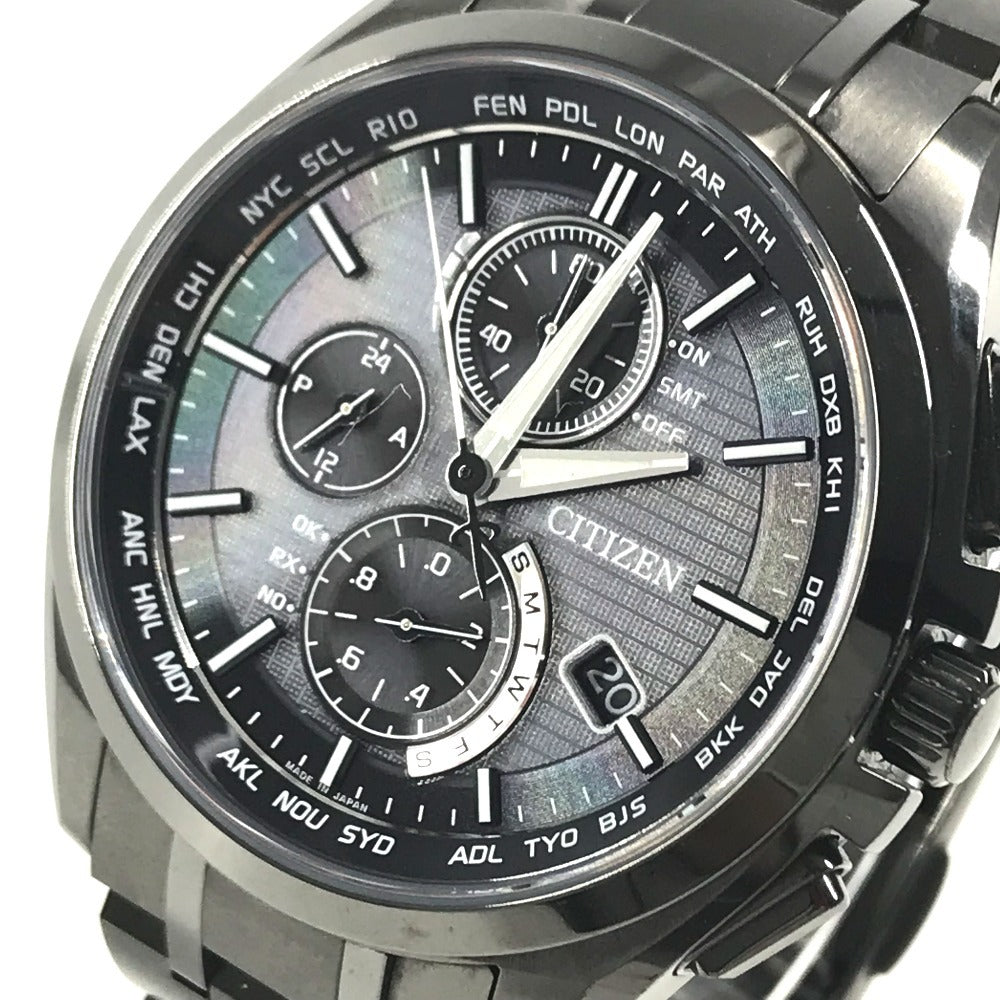 CITIZEN H804-T019731 Eco Drive Attesa Solar Men's Watch Wristwatch titanium Black Used
