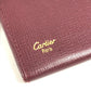 CARTIER Must de Line logo Bi-fold business card holder pass case Card Case Leather wine-red Used