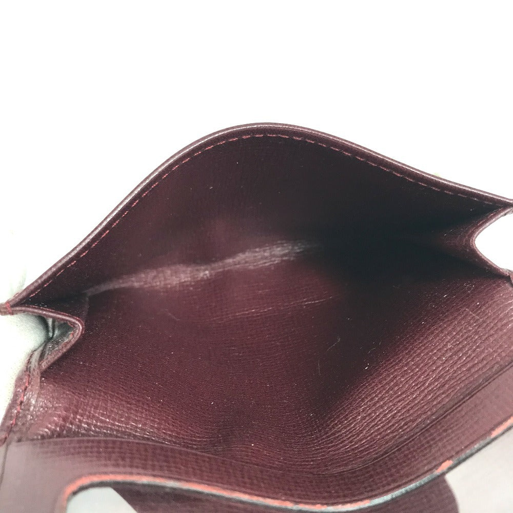 CARTIER Must de Line logo Bi-fold business card holder pass case Card Case Leather wine-red Used