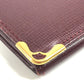 CARTIER Must de Line logo Bi-fold business card holder pass case Card Case Leather wine-red Used