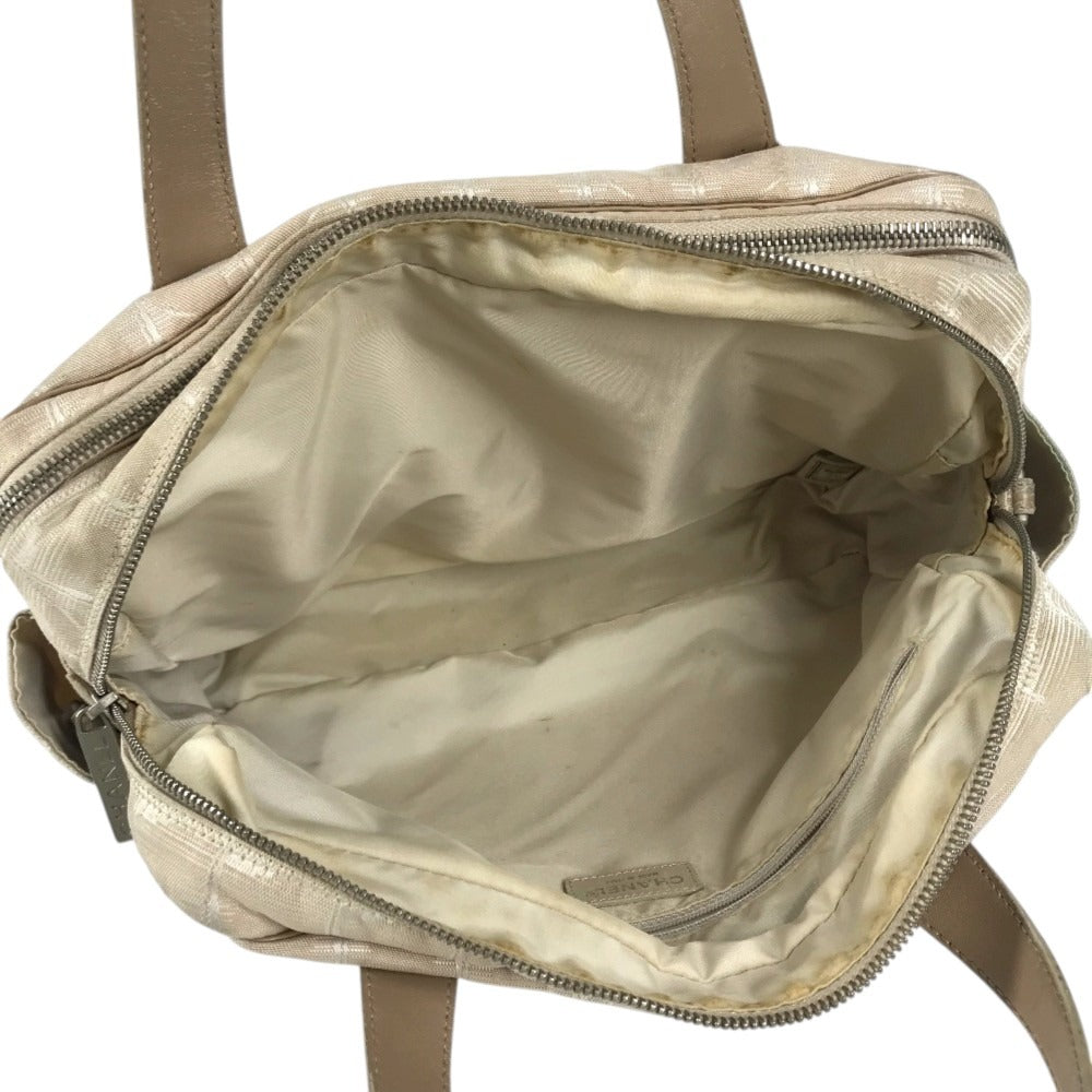 CHANEL New travel line CC CC Mark logo Bag Tote Bag Hand Bag Nylon / Leather Beige Used