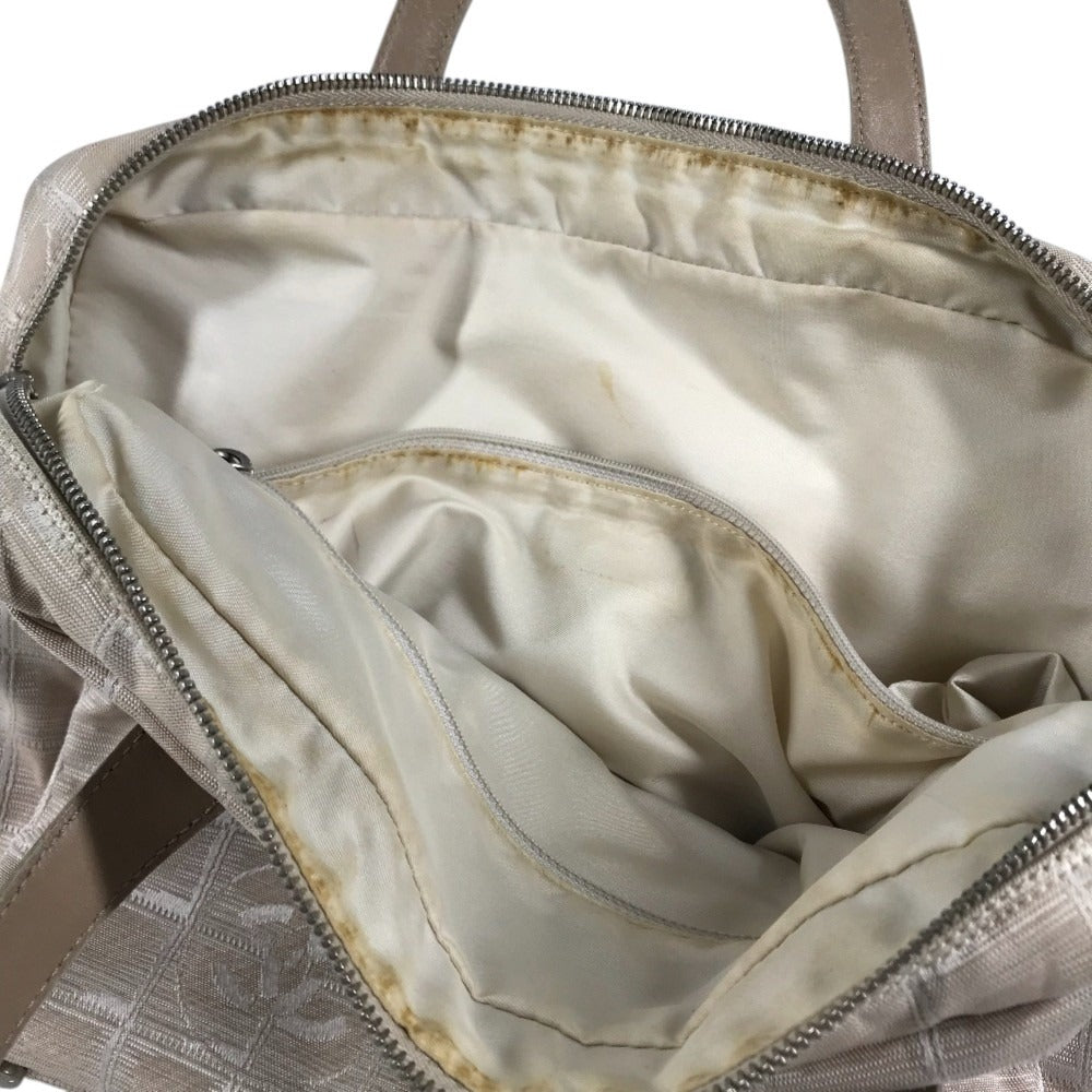 CHANEL New travel line CC CC Mark logo Bag Tote Bag Hand Bag Nylon / Leather Beige Used