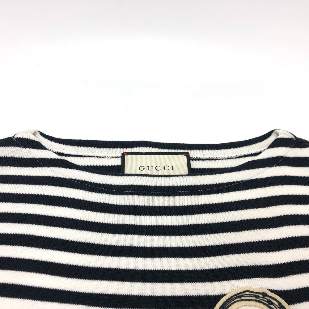 GUCCI 461177 トップス ボーダー タコモチーフ トレーナー スウェット コットン メンズ ホワイト×ブラック