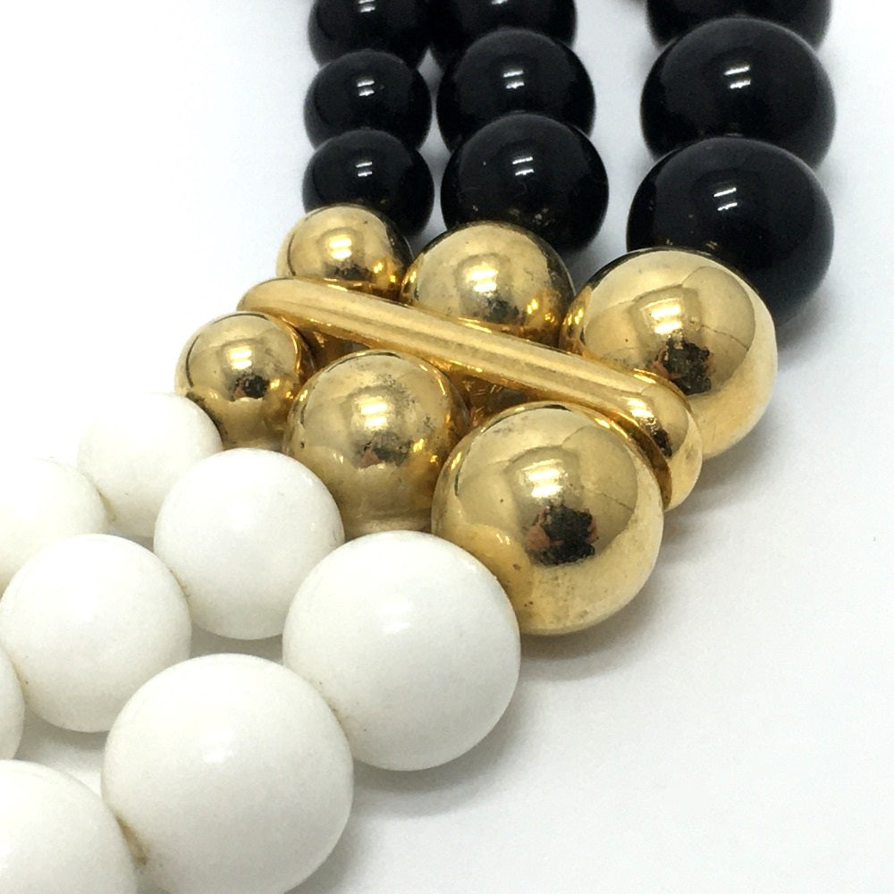 GIVENCHY 3-Ball Necklace, Accessory, Necklace, GP, Women's, Black and White