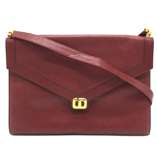 Christian Dior CD金具 オールド ヴィンテージ カバン 肩掛け ショルダーバッグ レザー レディース レッド