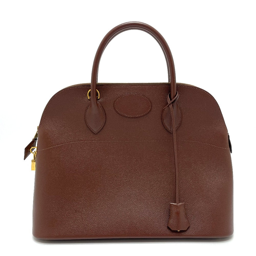 HERMES Bolide 35 2-Way Handbag, Leather, Women's, Brown