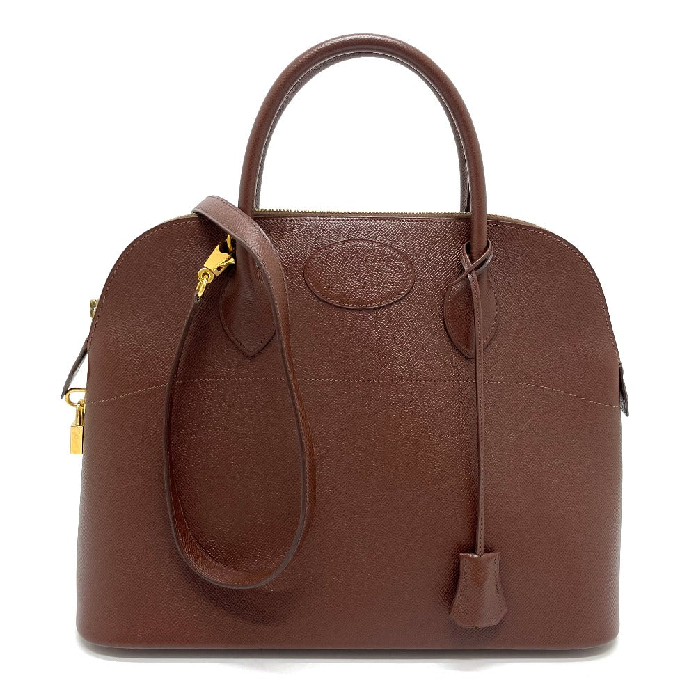 HERMES Bolide 35 2-Way Handbag, Leather, Women's, Brown