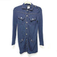 CHANEL P39365 Coco Button Front Open Cardigan Dress Wool Women's Blue