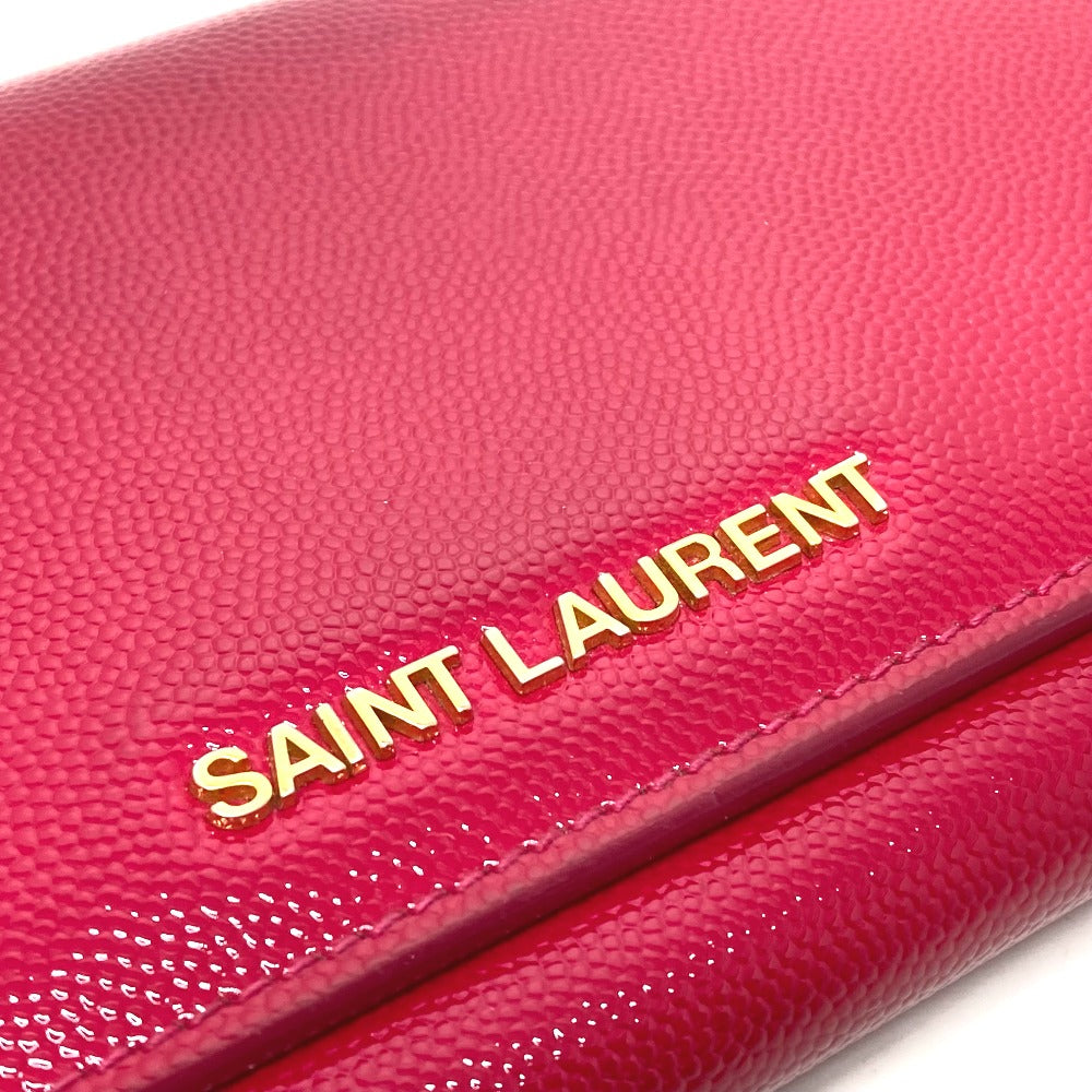 SAINT LAURENT PARIS 340839 Logo Long Wallet, Bifold, Fashion Accessory, Women's, Fuchsia Pink