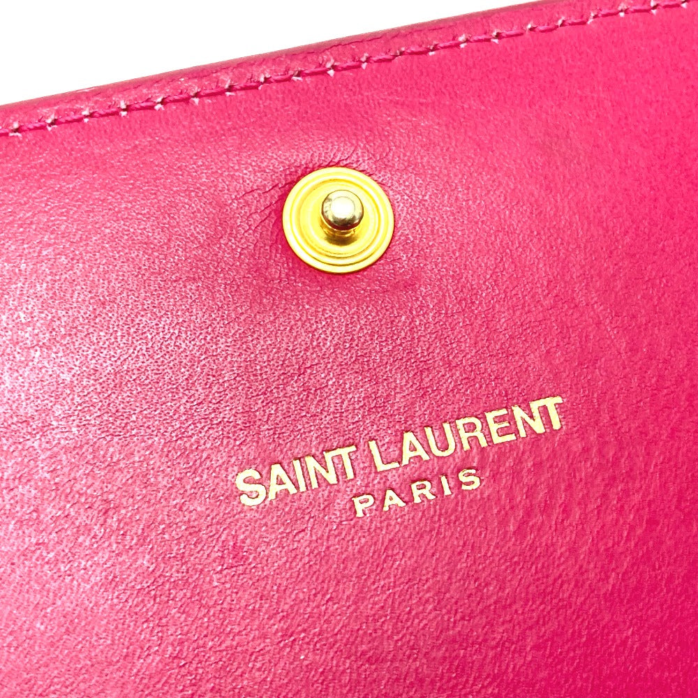 SAINT LAURENT PARIS 340839 Logo Long Wallet, Bifold, Fashion Accessory, Women's, Fuchsia Pink