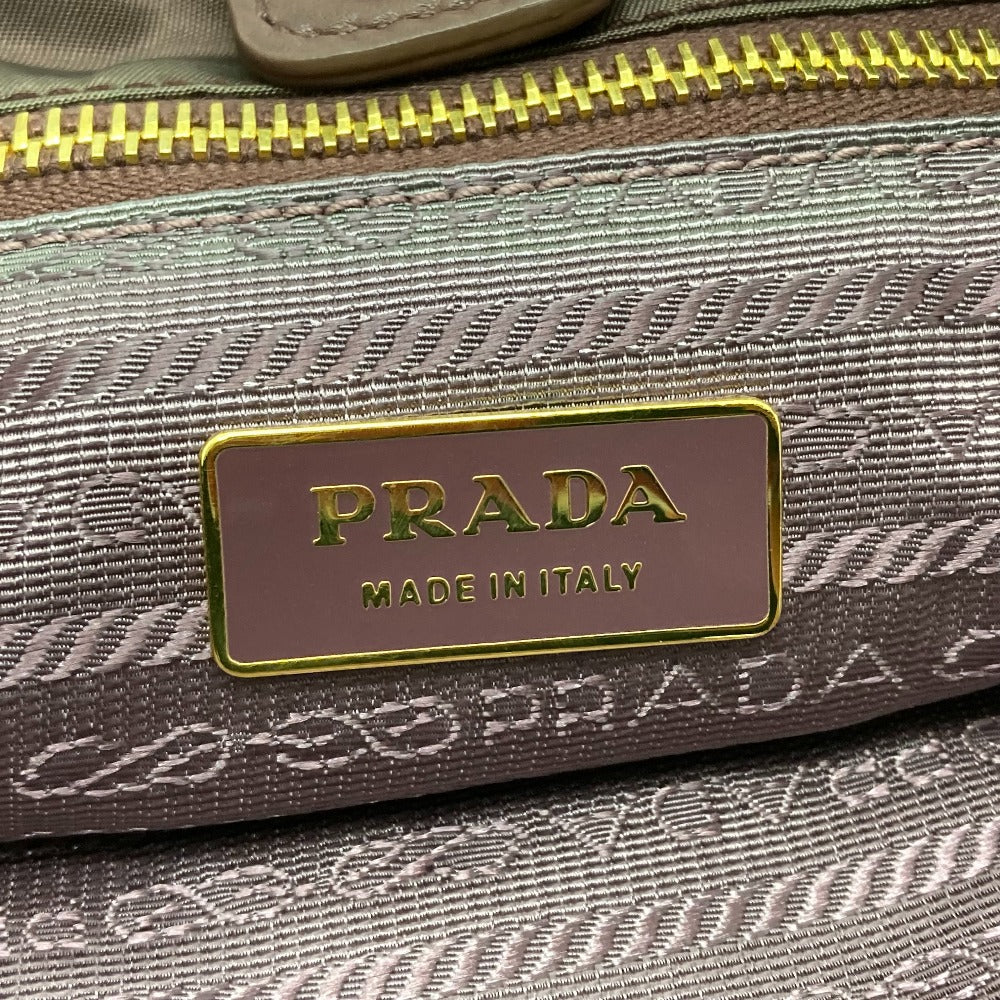 PRADA BR4354 Logo Plate Semi-Shoulder Bag, Shoulder Bag, Tote Bag, Leather/Nylon, Women's, Purple