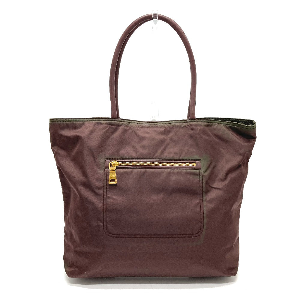 PRADA BR4354 Logo Plate Semi-Shoulder Bag, Shoulder Bag, Tote Bag, Leather/Nylon, Women's, Purple