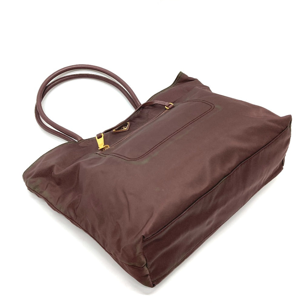 PRADA BR4354 Logo Plate Semi-Shoulder Bag, Shoulder Bag, Tote Bag, Leather/Nylon, Women's, Purple