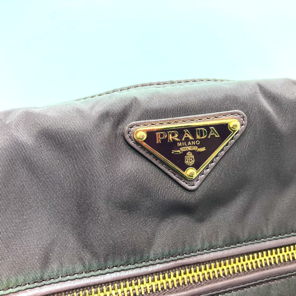 PRADA BR4354 Logo Plate Semi-Shoulder Bag, Shoulder Bag, Tote Bag, Leather/Nylon, Women's, Purple