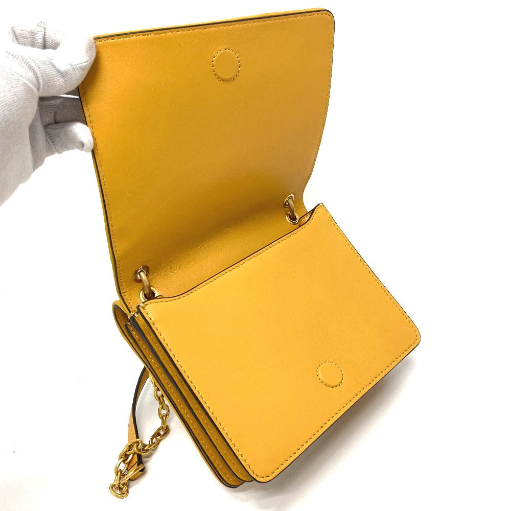 Tory Burch logo chain shoulder bag in lambskin, yellow.